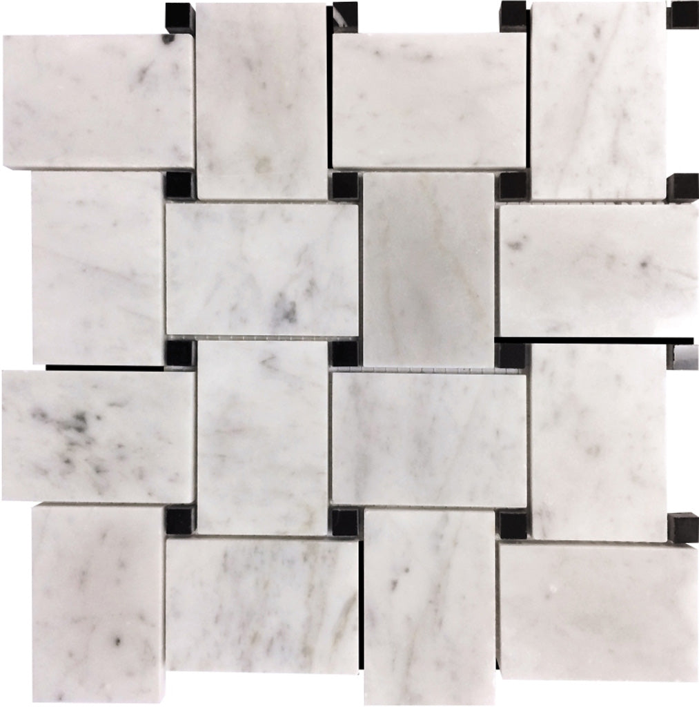 White 11 x 11 Polished Marble Mosaic Tile