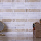 Beige and White 12 x 12 Polished Marble Mosaic Tile