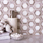 Beige and White 10 x 11 Polished Marble Mosaic Tile