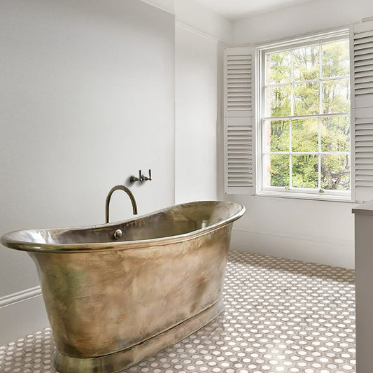 Beige and White 10 x 11 Polished Marble Mosaic Tile - Sample