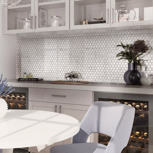 Cotton White 11 x 12 Polished Marble Mosaic Tile - Sample