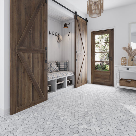 Powder White 12 x 12 Honed Marble Mosaic Tile - Sample