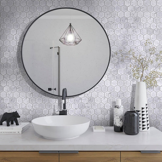 Cotton White 12 x 12 Polished Marble Mosaic Tile - Sample