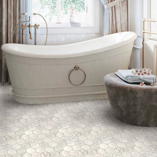 White 10 x 12 Honed Marble Mosaic Tile - Sample