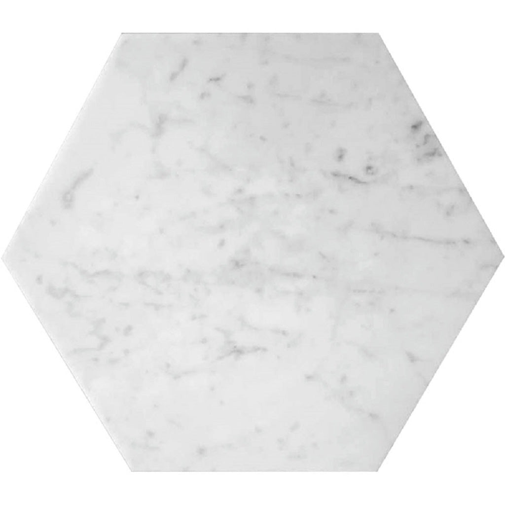 White 10 x 10 Honed Marble Hexagon Tile