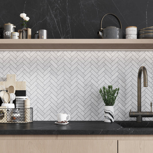 White 12 x 12 Honed Marble Mosaic Tile - Sample