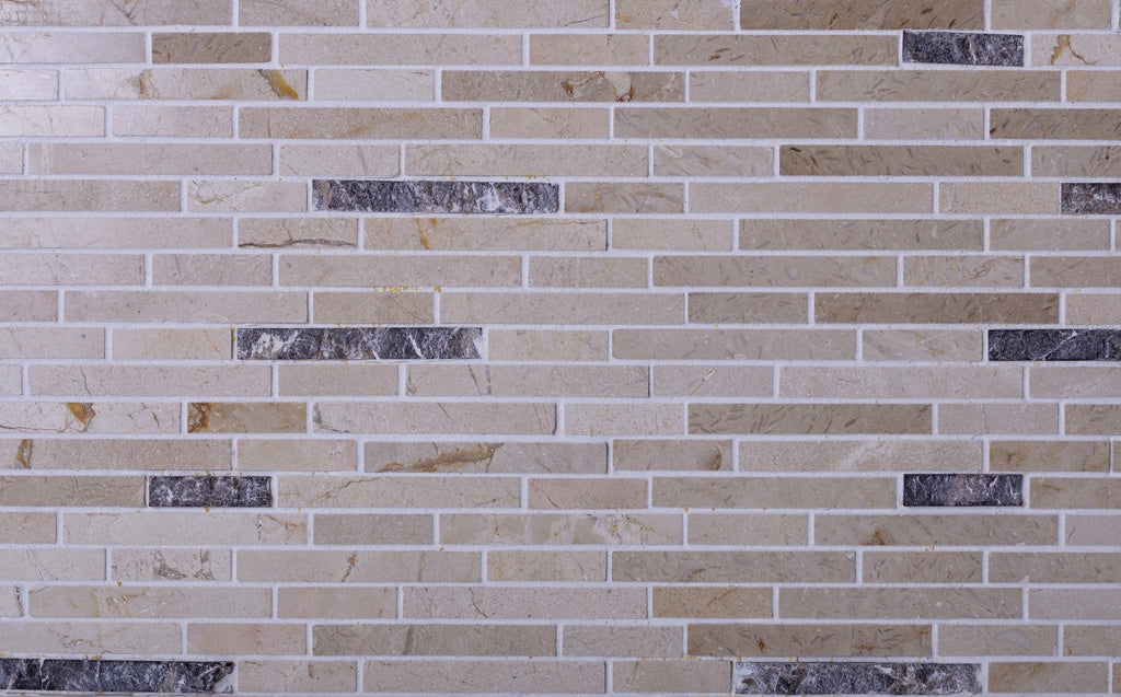 Beige 12 x 12 Polished, Split face Marble Mosaic Tile