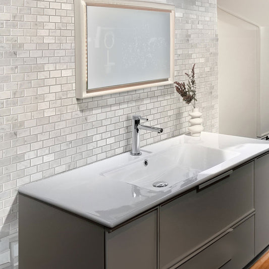 White 12 x 12 Honed Marble Mosaic Tile - Sample