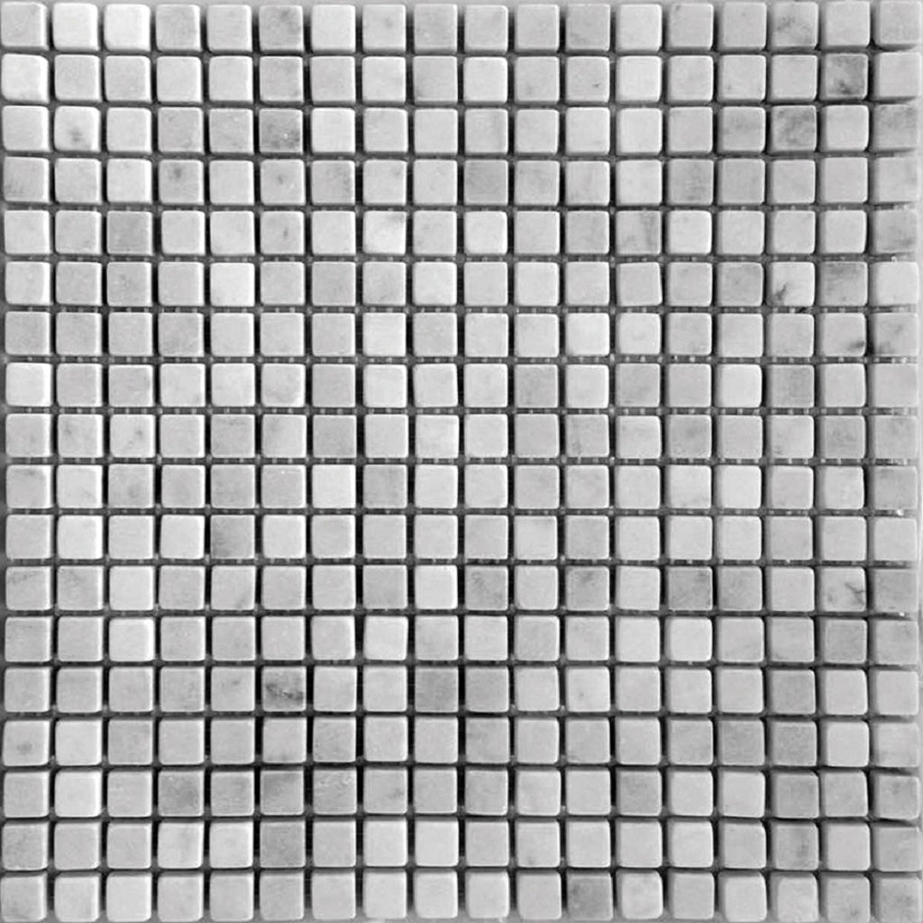 Powder White 12 x 12 Tumbled Marble Mosaic Tile