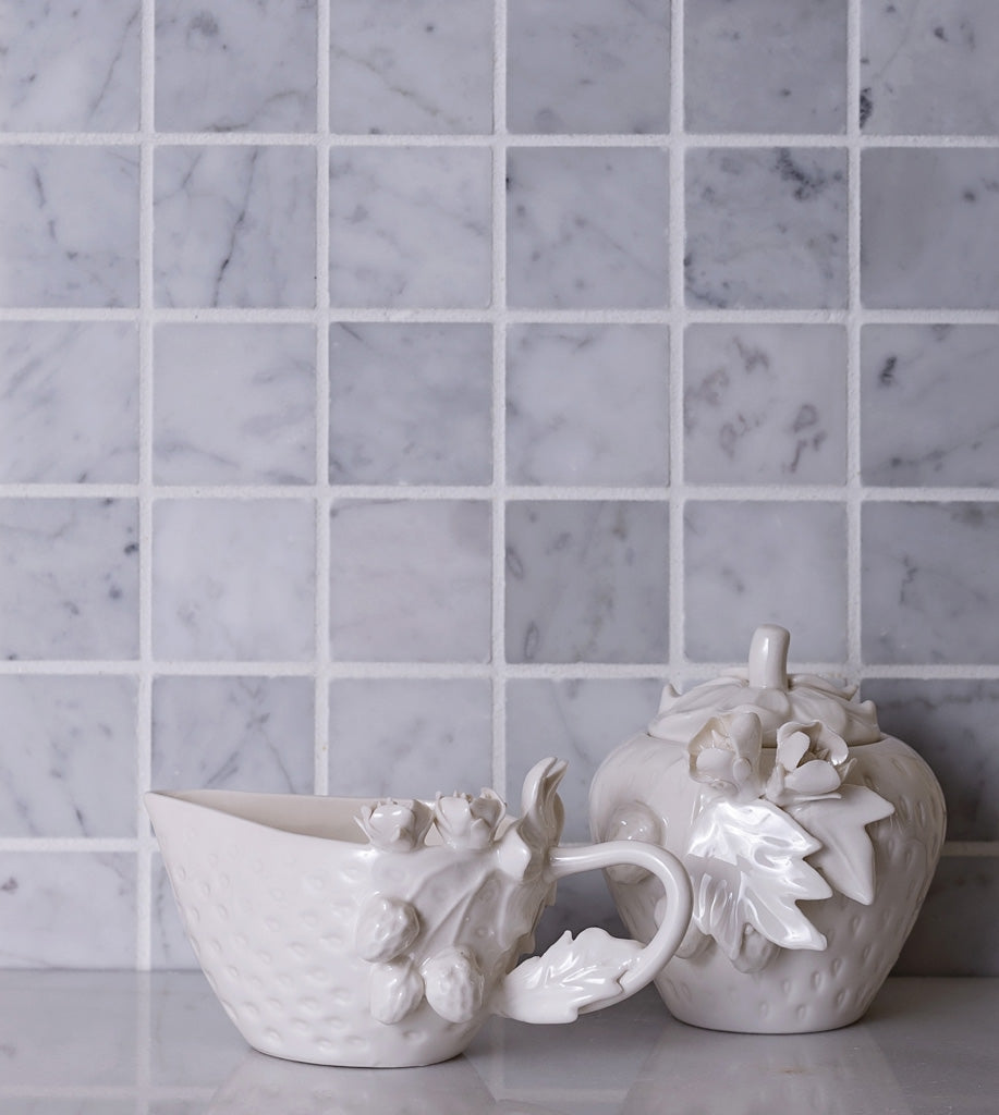 White 12 x 12 Honed Marble Mosaic Tile