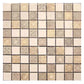 Beige and taupe 12x12 foiled textured stone mosaic tile with intricate geometric and floral patterns