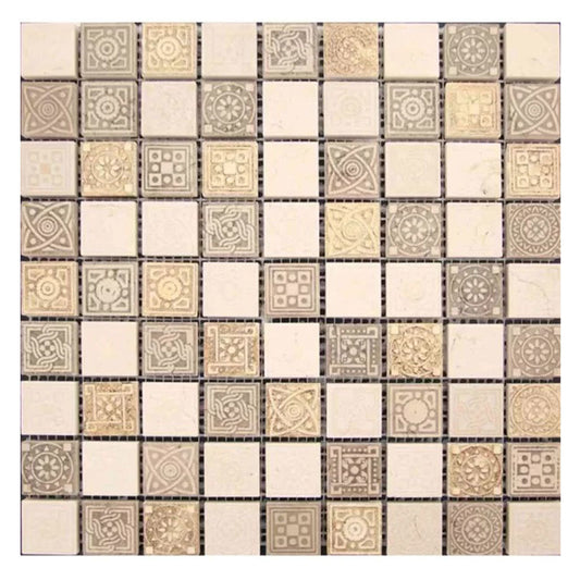 Beige and Taupe 12 x 12 Foiled Textured Stone Mosaic Tile - Sample