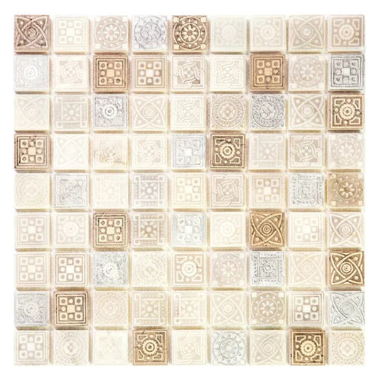 Neutral Cream and Soft Earthy 12 x 12 Foiled Textured Stone Mosaic Tile - Sample