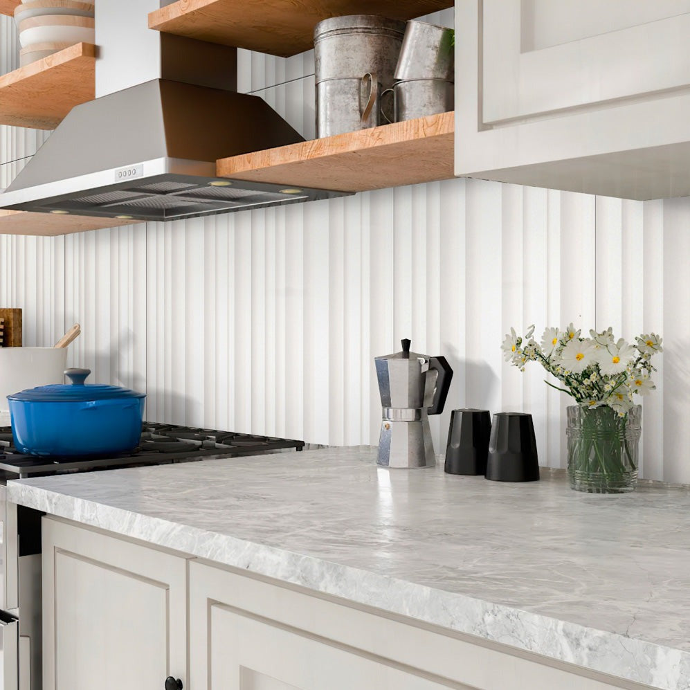 White 12 x 36 Satin Ceramic Large Tile - Sample