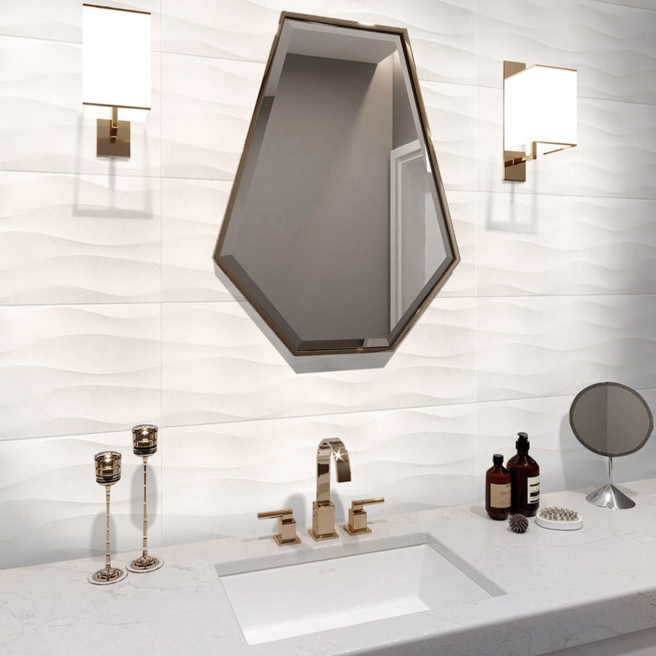 White 12 x 36 Satin Ceramic Large Tile - Sample