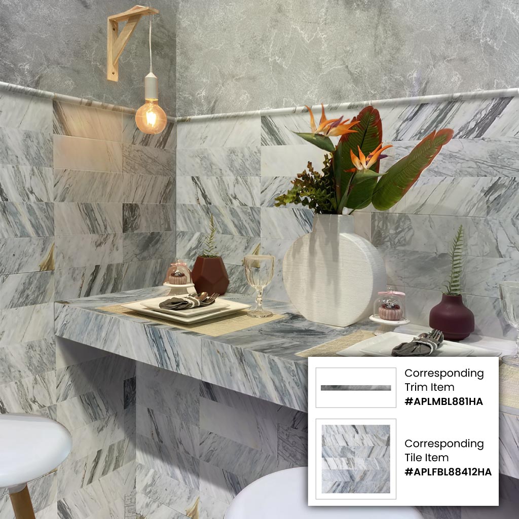 Gray 4 x 12 Honed Marble Subway Tile