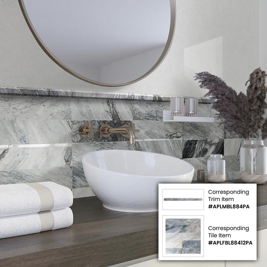 Cloud Gray 0.8 x 12 Polished Marble Pencil Trim - Sample