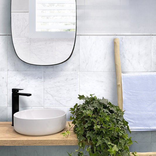 White 12 x 12 Polished Marble Large Tile - Sample