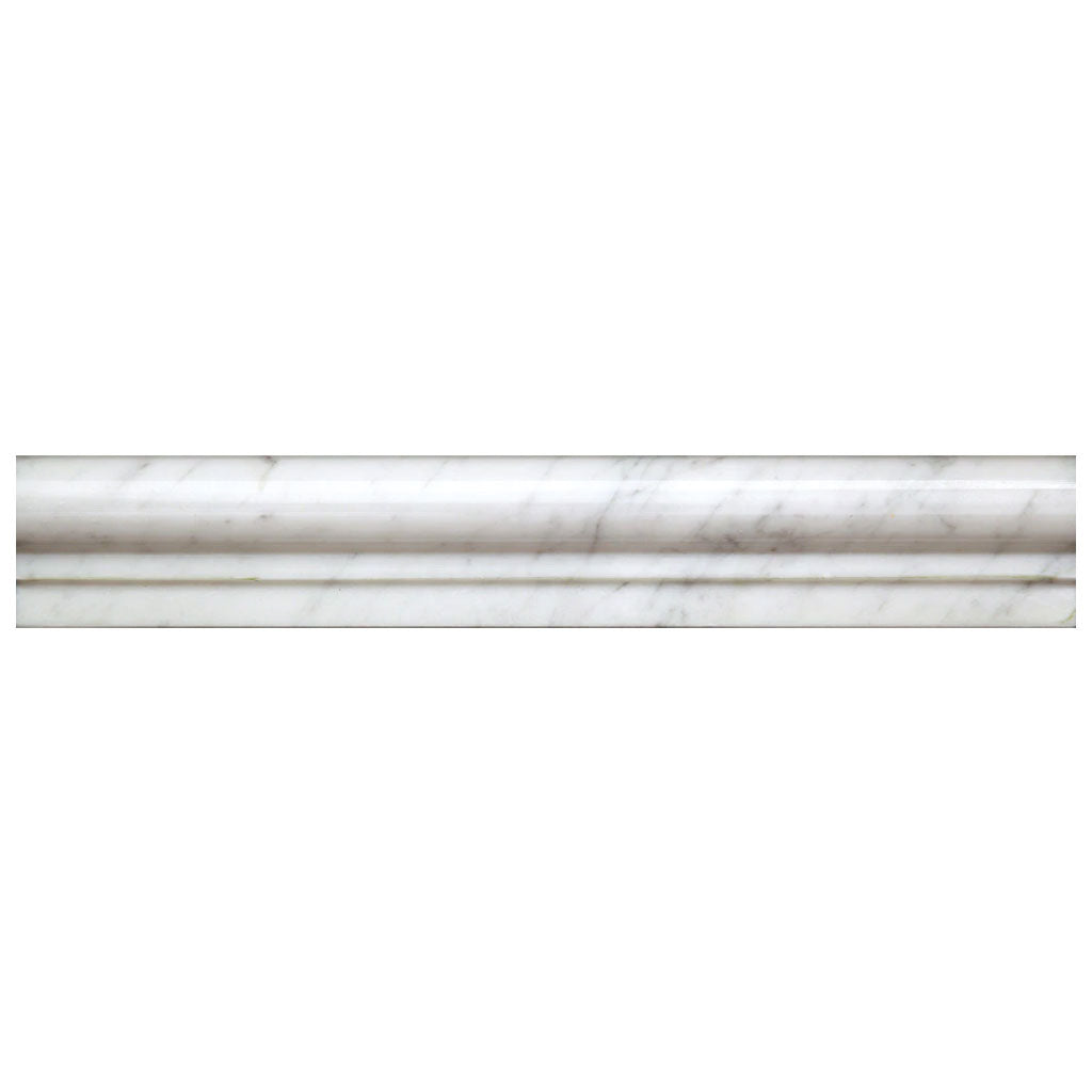 White 2 x 12 Polished Marble Chair Rail Trim