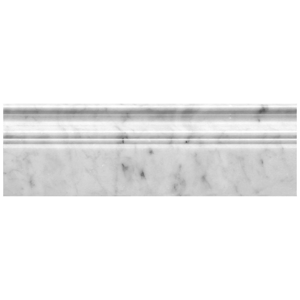 White 4 x 12 Polished Marble Baseboard Trim