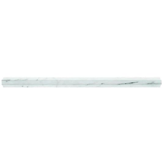Pearl White 0.8 x 12 Honed Marble Pencil Trim - Sample