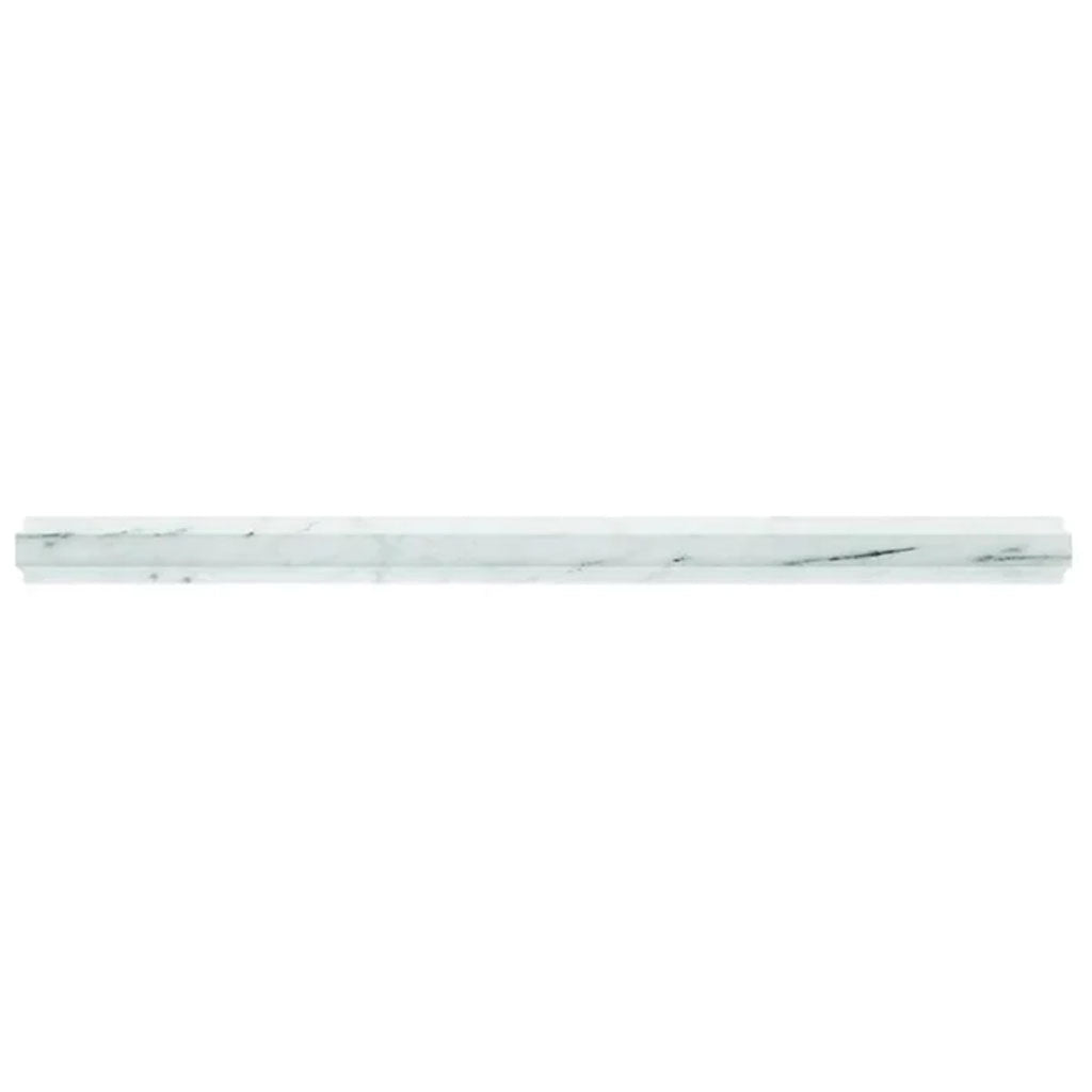 Pearl White 0.8 x 12 Polished Marble Pencil Trim