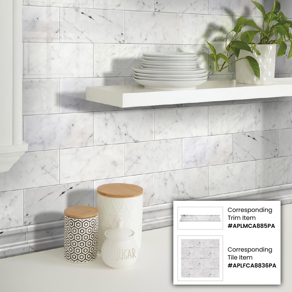 White 3 x 6 Polished Marble Subway Tile - Sample