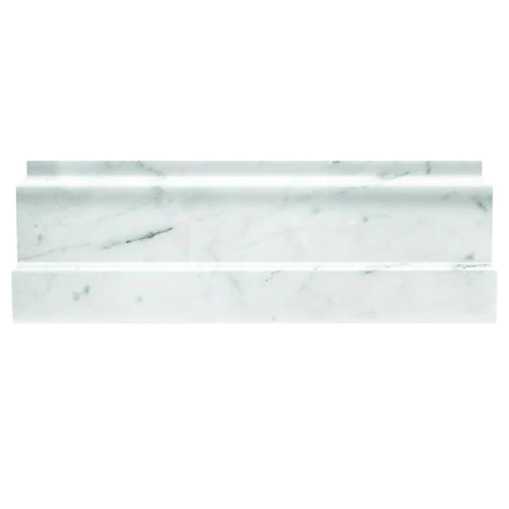 White 4 x 12 Polished Marble Baseboard Trim