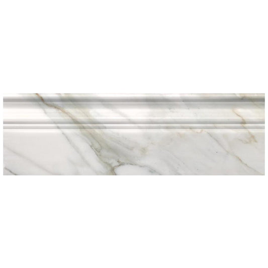 White 4 x 12 Polished Marble Baseboard Trim - Sample