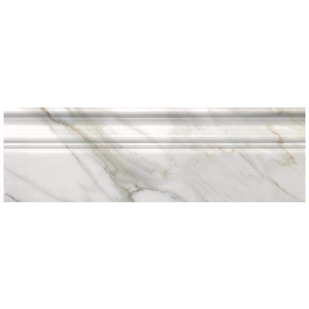 White 4 x 12 Calacatta Gold Marble Polished Baseboard Trim