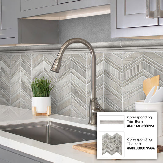 Gray 2 x 12 Polished Marble Chair Rail Trim - Sample