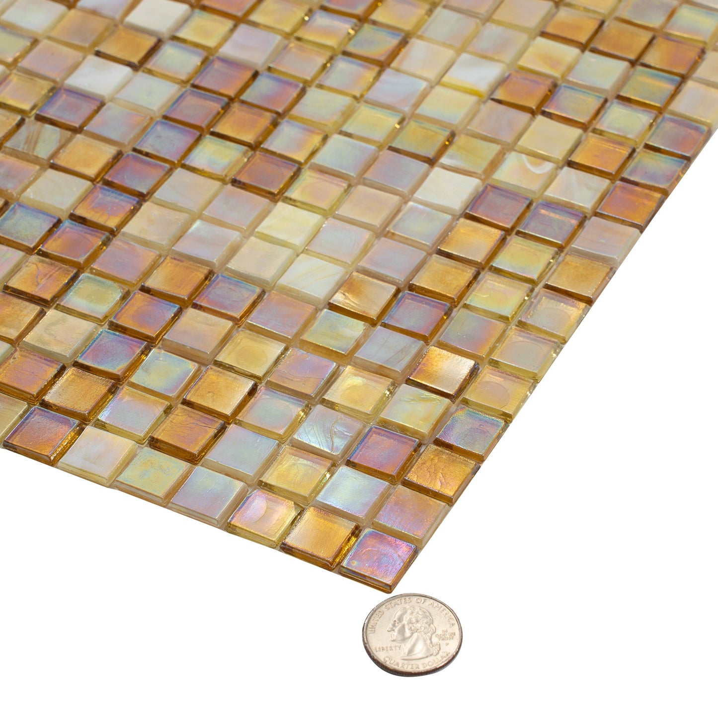 White and Gold 12 x 12 Glossy Glass Mosaic Tile