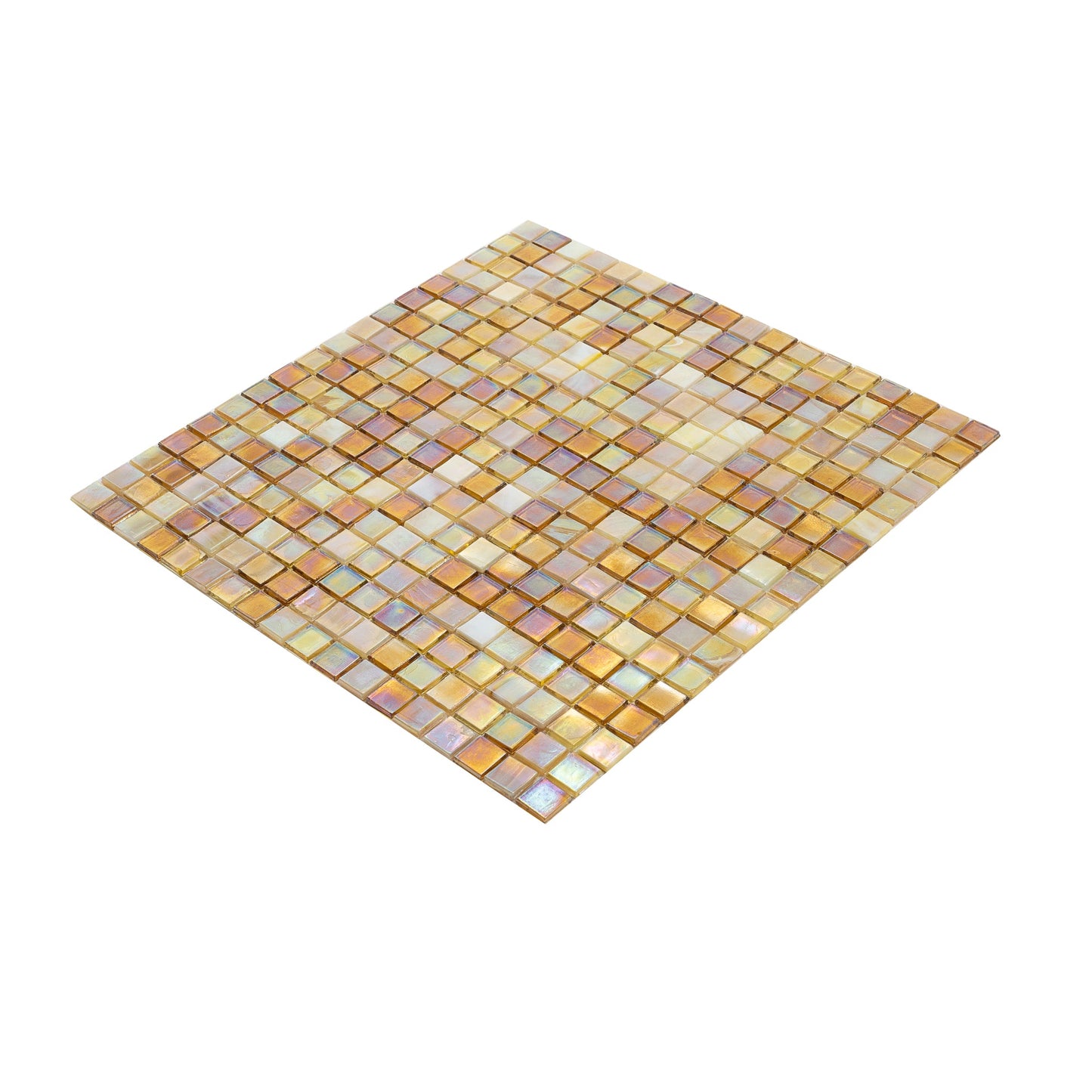 White and Gold 12 x 12 Glossy Glass Mosaic Tile