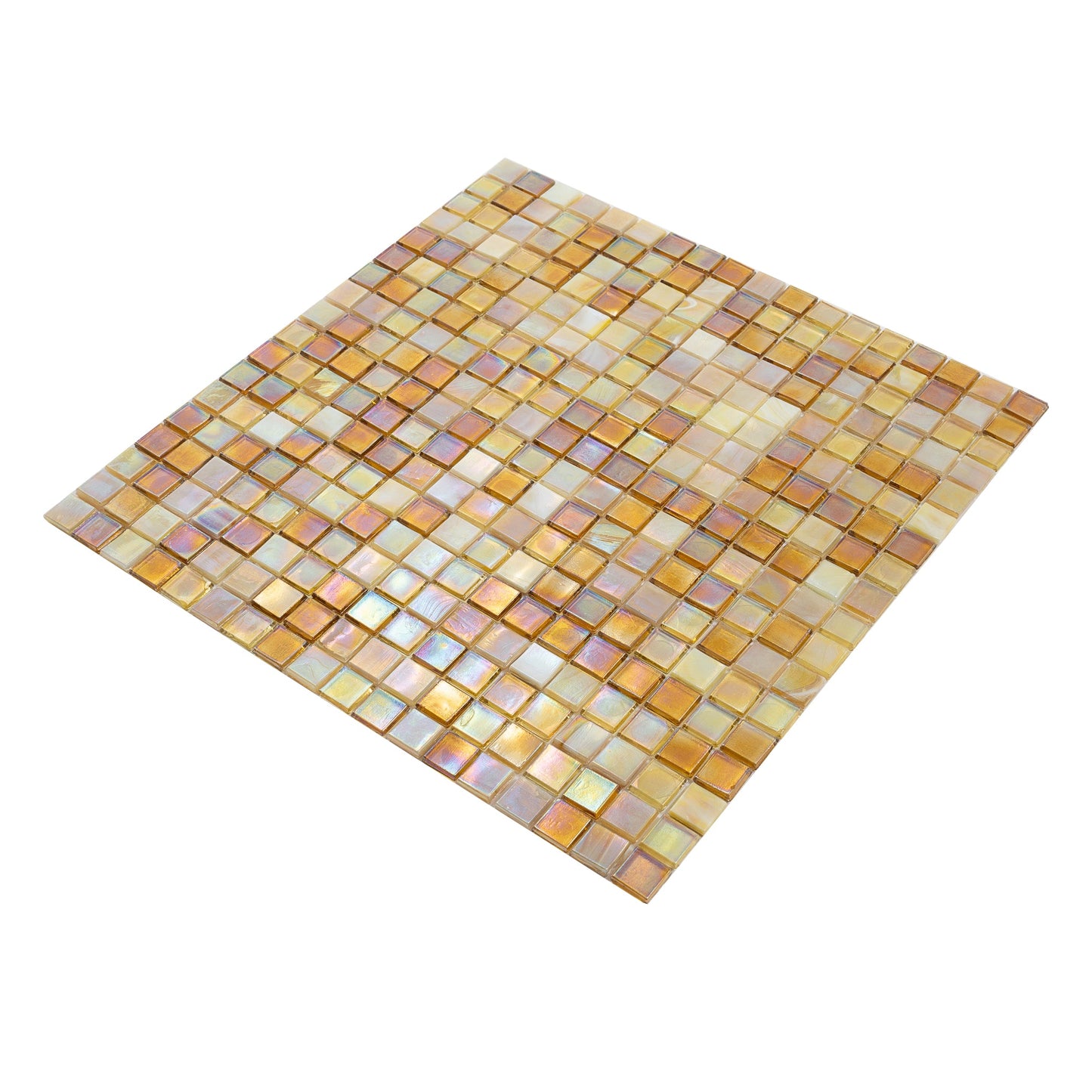 White and Gold 12 x 12 Glossy Glass Mosaic Tile