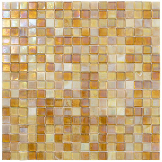 White and Gold 12 x 12 Glossy Glass Mosaic Tile - Sample