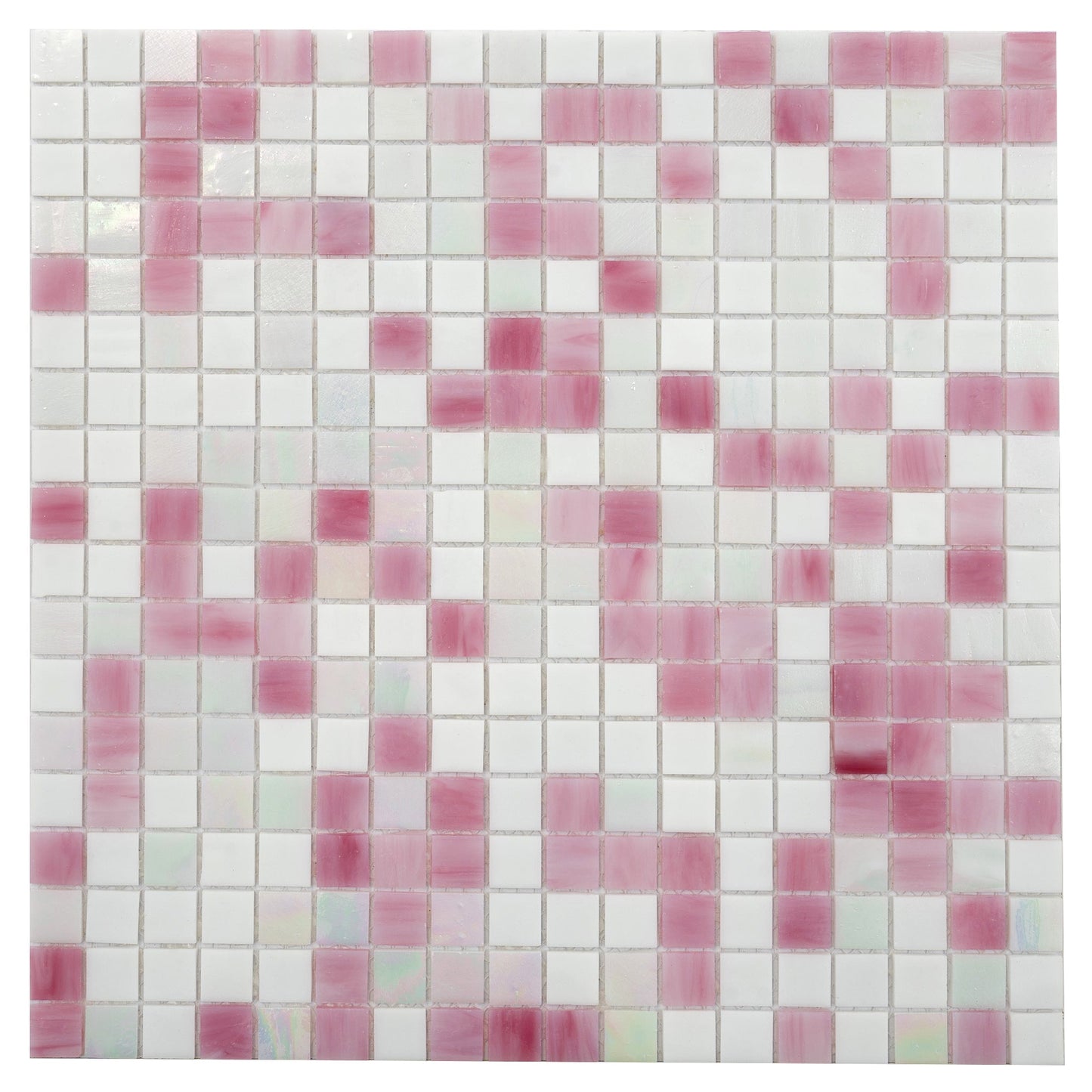 White and Soft Pink 12 x 12 Glossy Glass Mosaic Tile