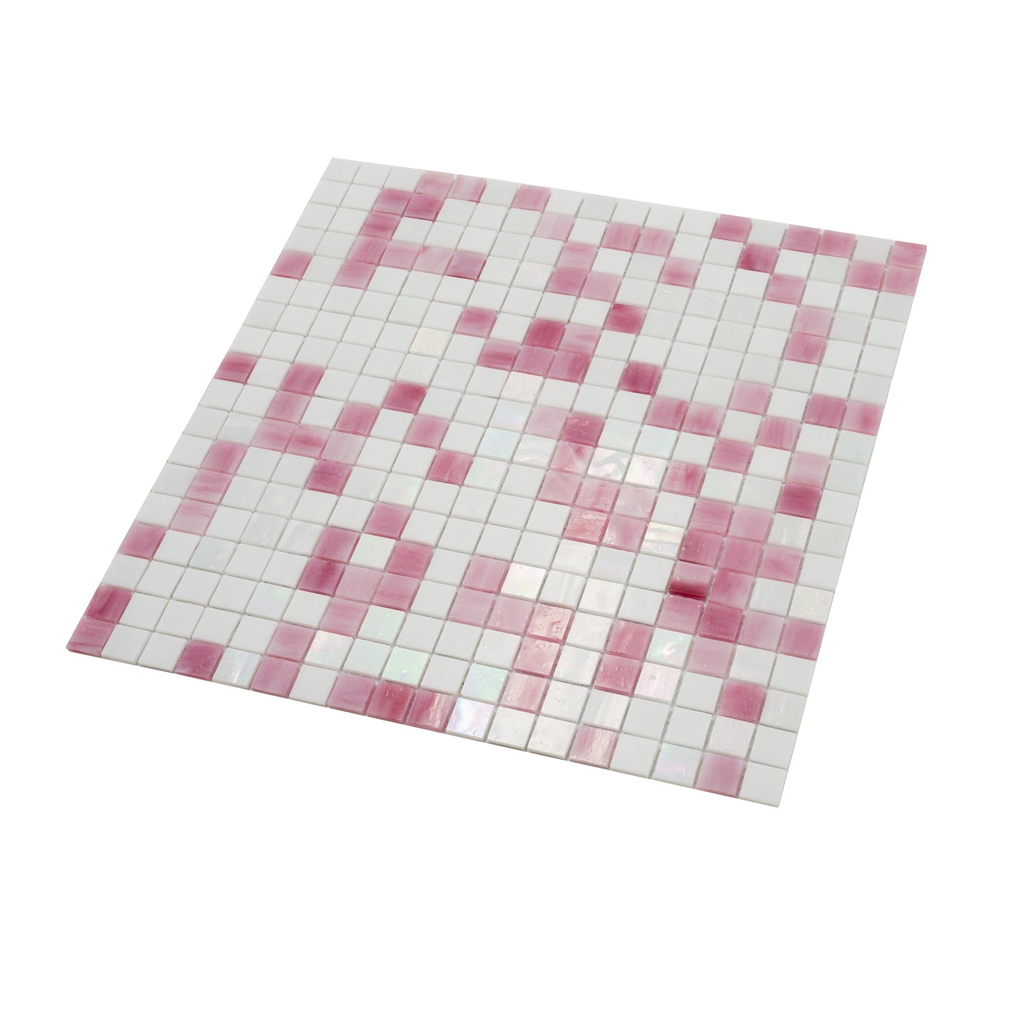 White and Soft Pink 12 x 12 Glossy Glass Mosaic Tile