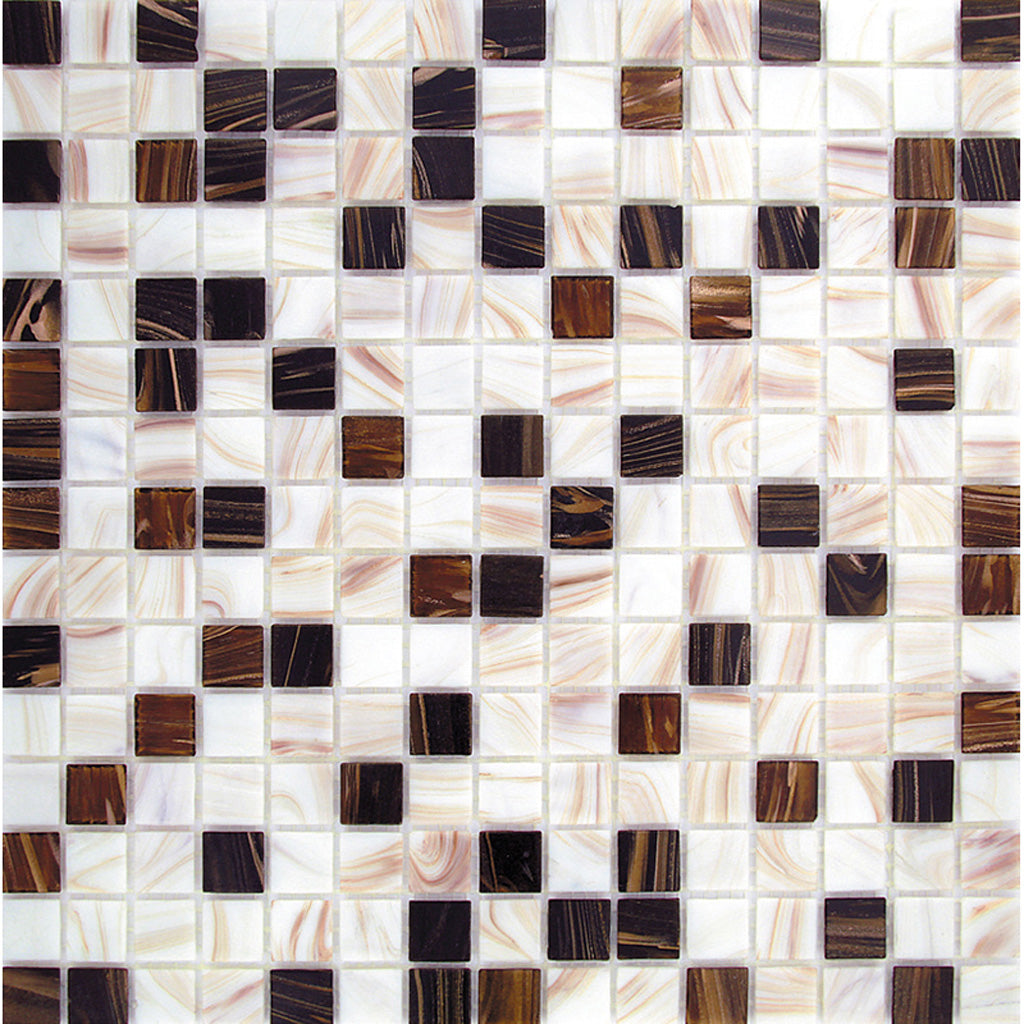 Beige and Brown 12 x 12 Glossy Glass Mosaic Tile