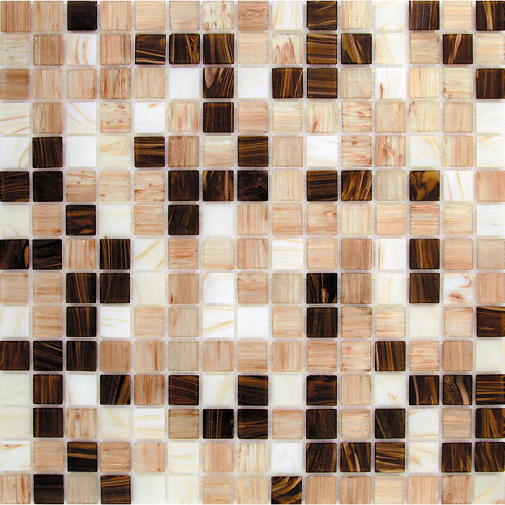 Shimmer Beige and Brown 12 x 12 Glossy Glass Mosaic Tile