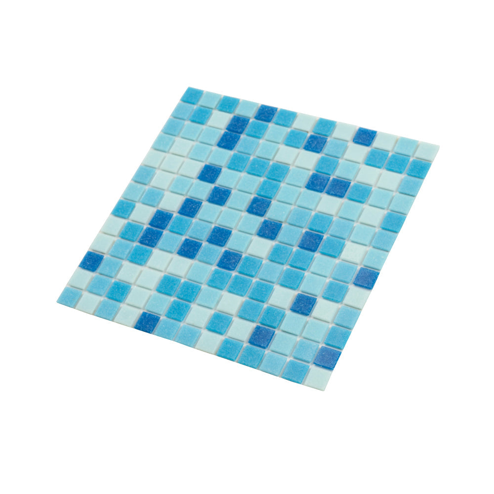 Blue and White 12 x 12 Glossy Glass Mosaic Tile