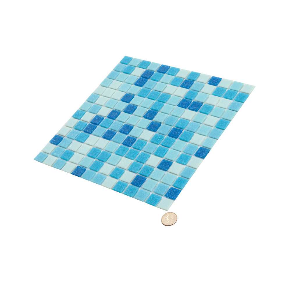 Blue and White 12 x 12 Glossy Glass Mosaic Tile