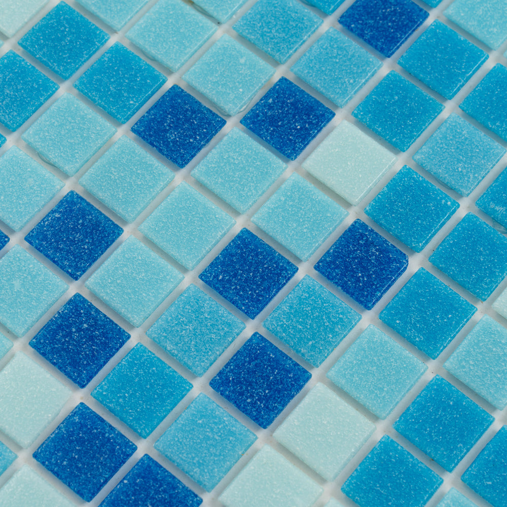 Blue and White 12 x 12 Glossy Glass Mosaic Tile