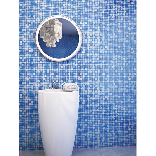 Olympic blue 12 x 12 Glossy Glass Mosaic Tile - Sample