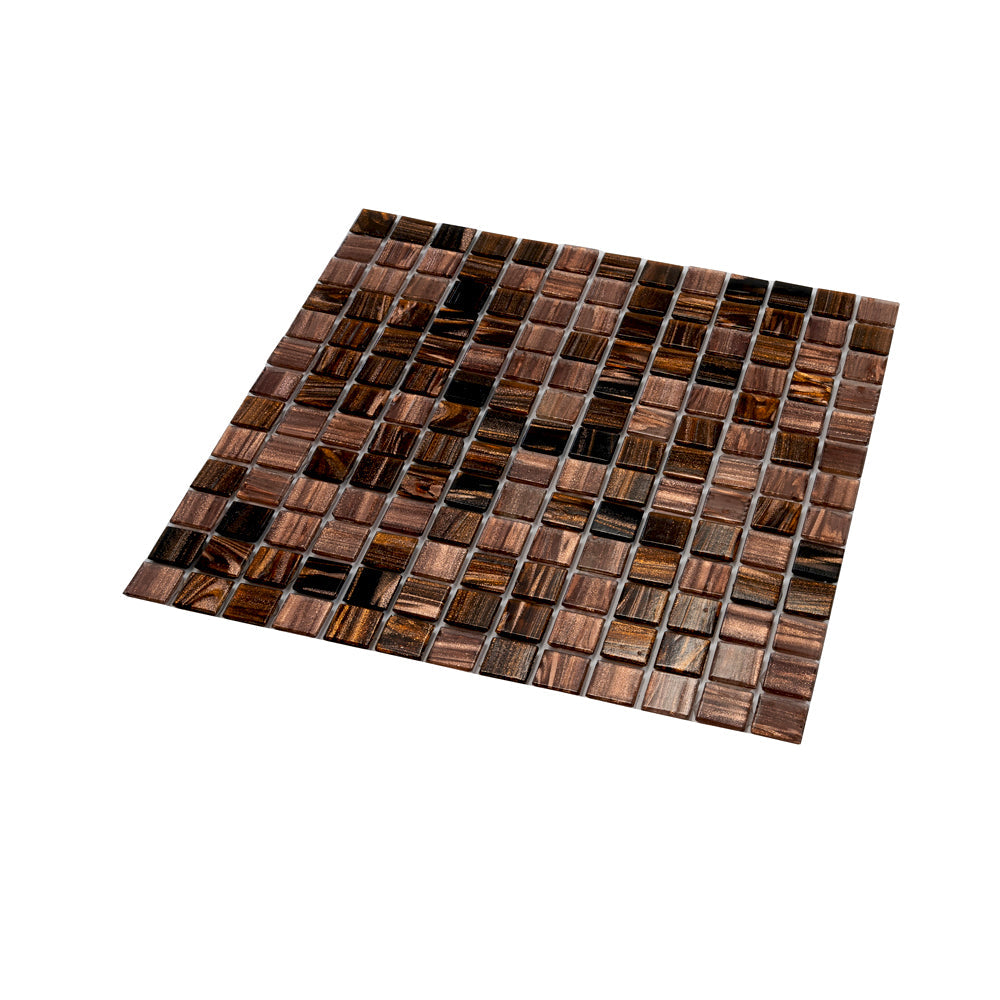 Brown and Yellow 12 x 12 Glossy Glass Mosaic Tile