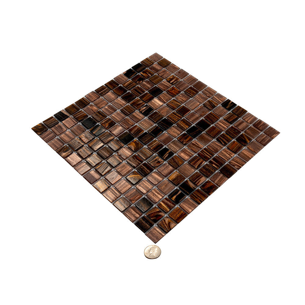 Brown and Yellow 12 x 12 Glossy Glass Mosaic Tile