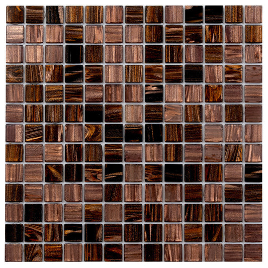 Brown and Yellow 12 x 12 Glossy Glass Mosaic Tile - Sample