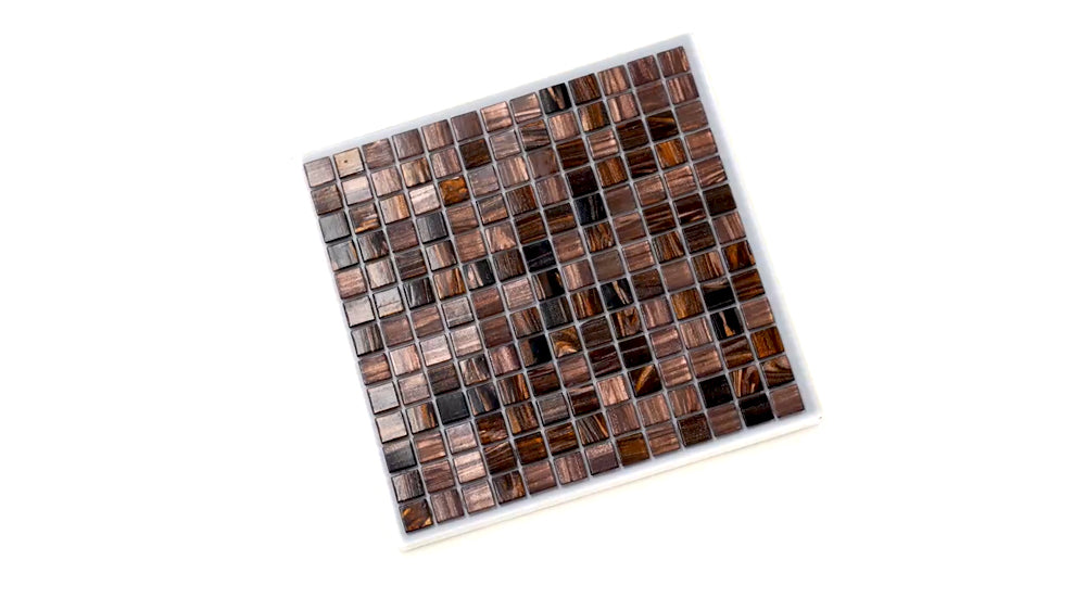 Brown and Yellow 12 x 12 Glossy Glass Mosaic Tile