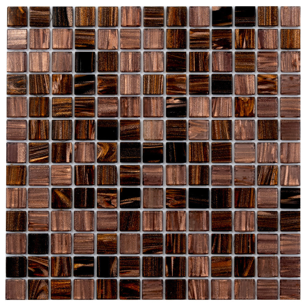 Brown and Yellow 12 x 12 Glossy Glass Mosaic Tile