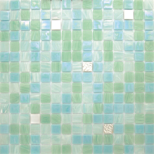 Light Aqua Green 12 x 12 Glossy Glass Mosaic Tile - Sample