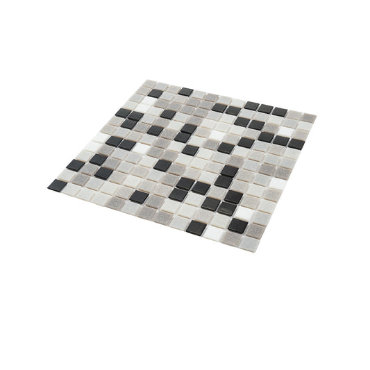 Gray and Black 12 x 12 Glossy Glass Mosaic Tile - Sample